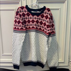 Janie and Jack Navy and Red Patterned Sweater